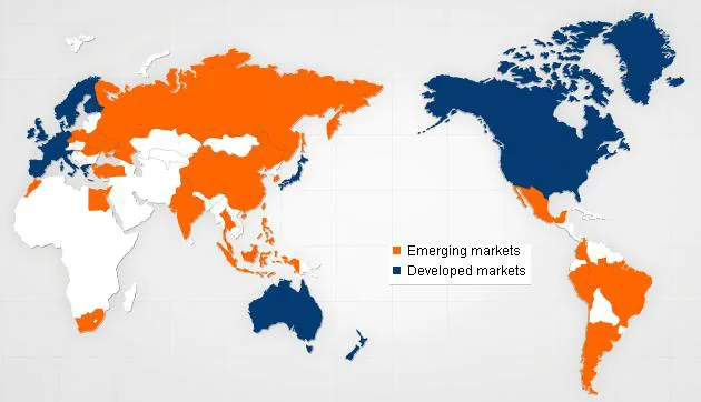 Developed Markets Map Emerging Markets Map